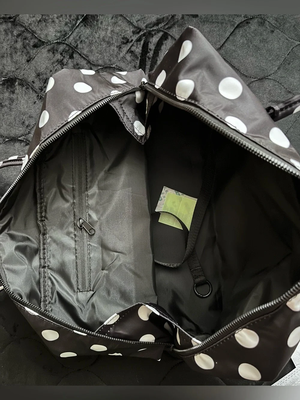 Nylon Polka Dots Bowler Bag/Shoulder Bag- FREE Bag Charm With Purchase